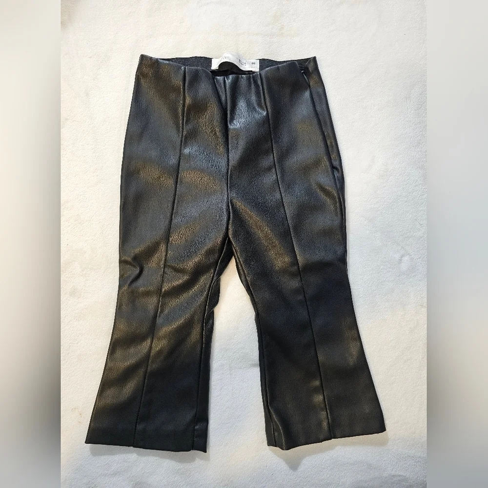 Zara Black Faux Leather Trousers - Picture 2 of 5